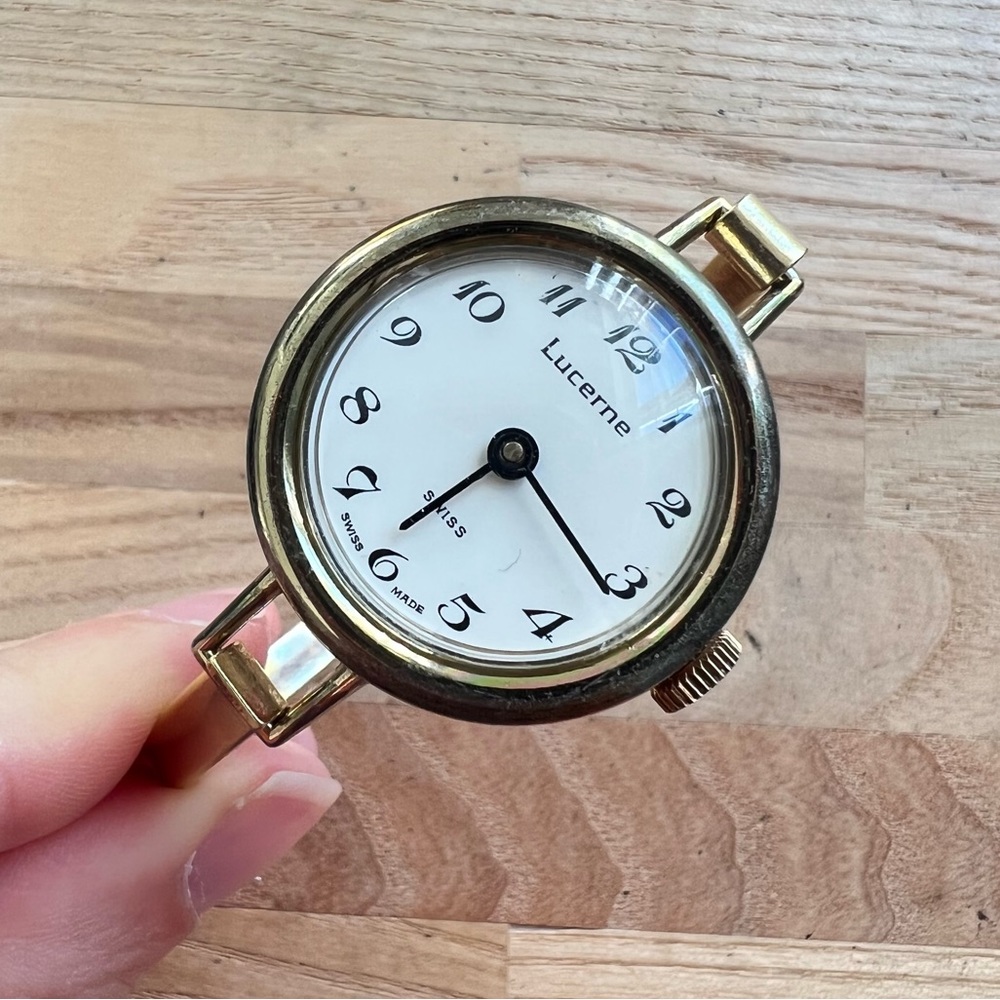 Vintage Lucerne ladies gold tone mechanical Swiss bangle bracelet watch